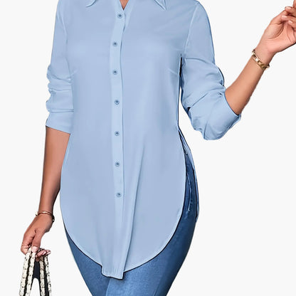 Women's Long-Sleeve Blouse Elegant Business Casual Shirt Tunic