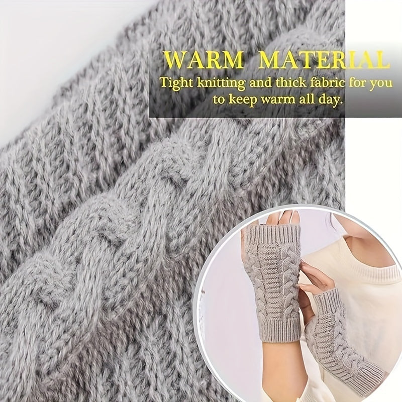 Strick Stulpen Fingerlose Handschuhe Damen Winter