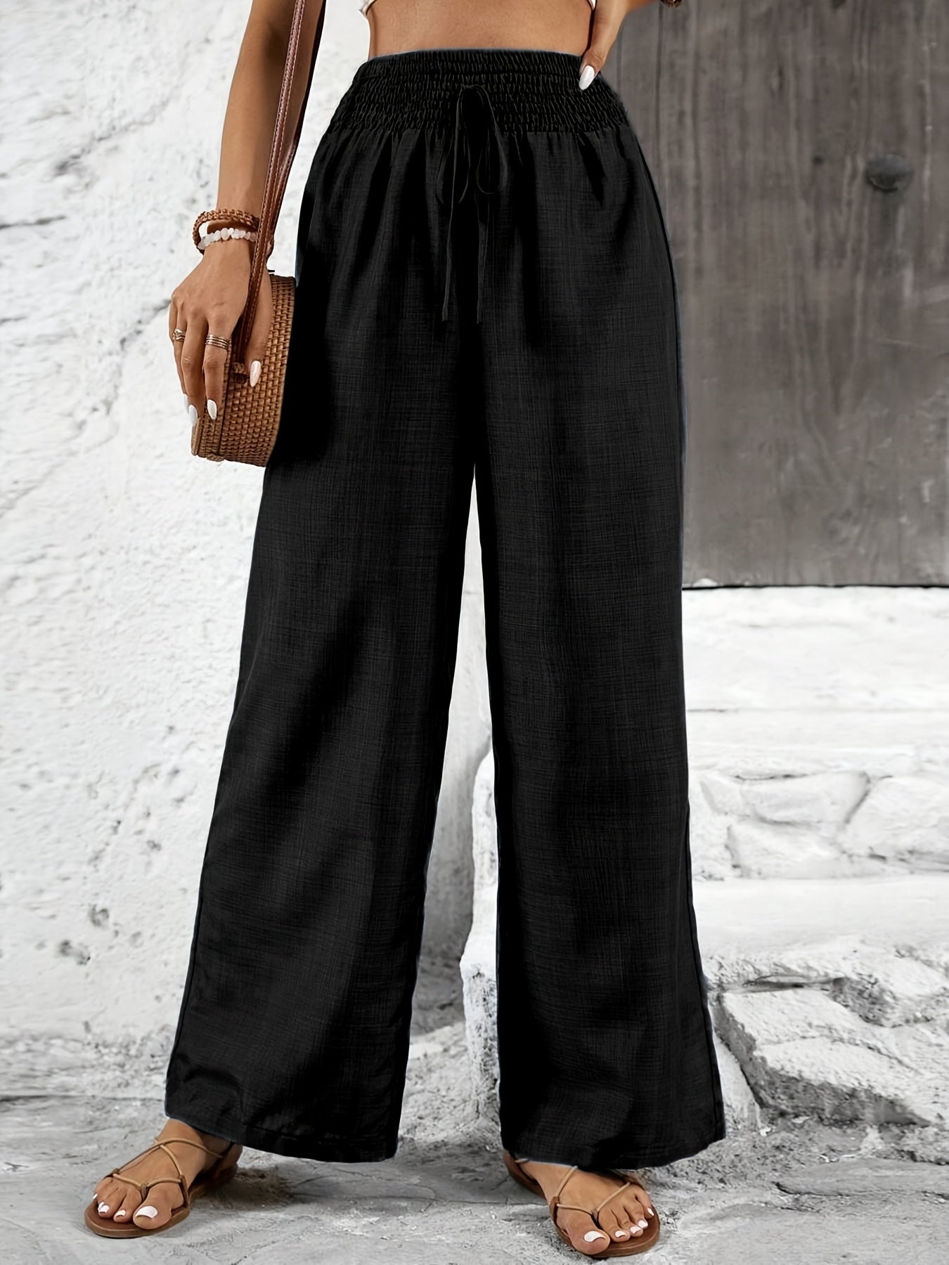 Women's Wide Elegant Pants with Elastic Waistband – Perfect for Everyday and Leisure