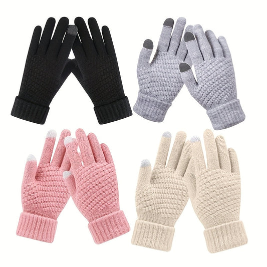 Unisex knitted gloves with touchscreen functionality, warm winter gloves