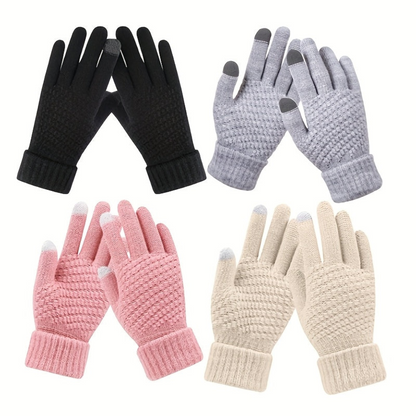 Unisex knitted gloves with touchscreen functionality, warm winter gloves