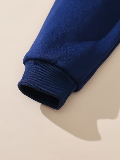 Unisex Langarm Sweatshirt Polo-Kragen "NEW YORK" Marineblau