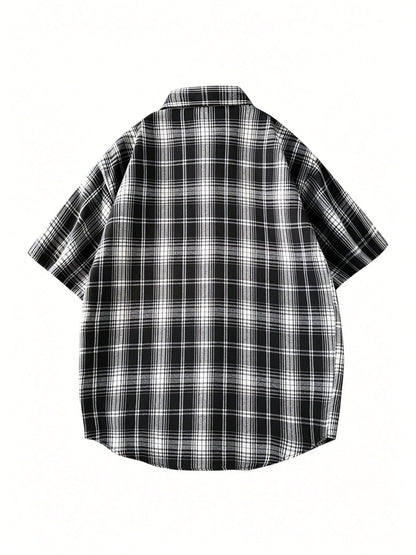 Men's Short Sleeve Casual Shirt Checked Vintage Look Streetwear