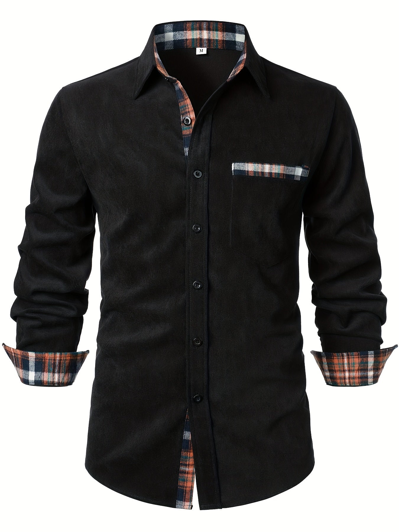 Men's Modern Fit Casual Shirt with Check Details – Stylish Long-Sleeve Shirt for Everyday and Office Wear