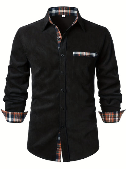 Men's Modern Fit Casual Shirt with Check Details – Stylish Long-Sleeve Shirt for Everyday and Office Wear