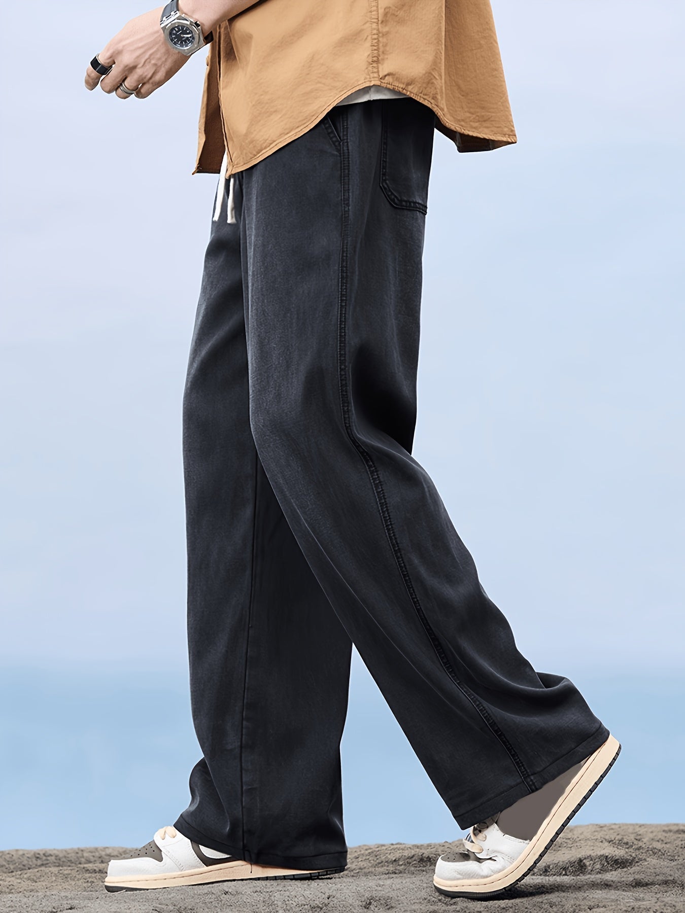 Men's Loose Casual Jeans with Drawstring – Relaxed Street Style for Everyday and Leisure