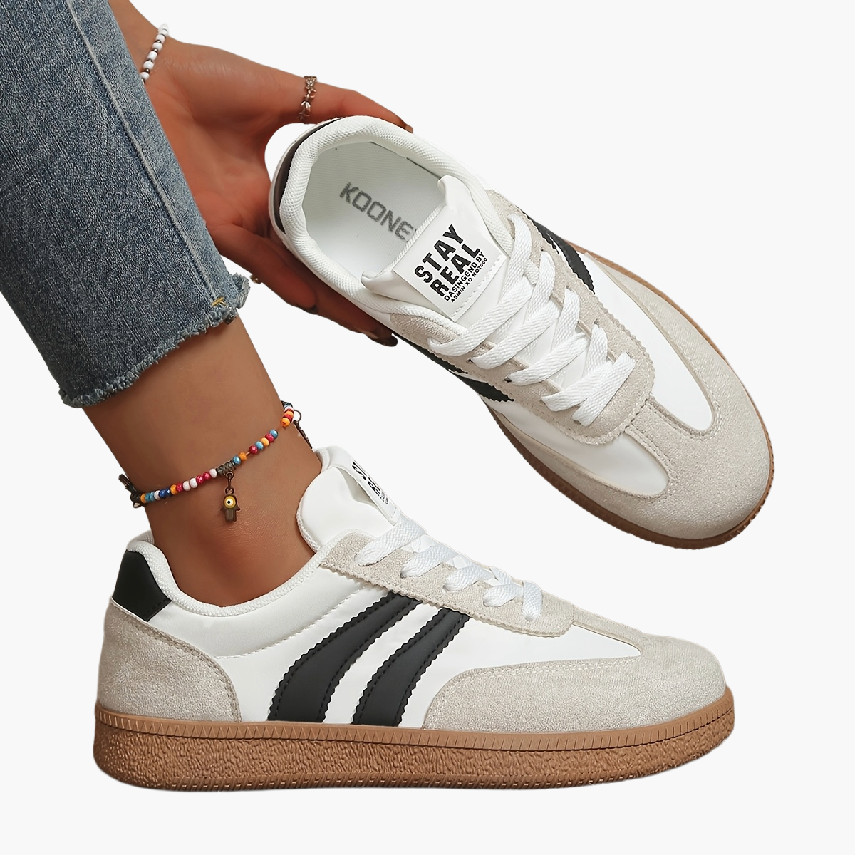 Women's Retro Sneakers in Vintage Look – Fashionable Casual Shoes with Comfort Sole