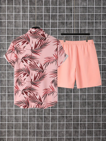 Herren Sommer Set – Kurzarm Hawaiihemd und Shorts, Freizeit Outfit für Urlaub & Alltag