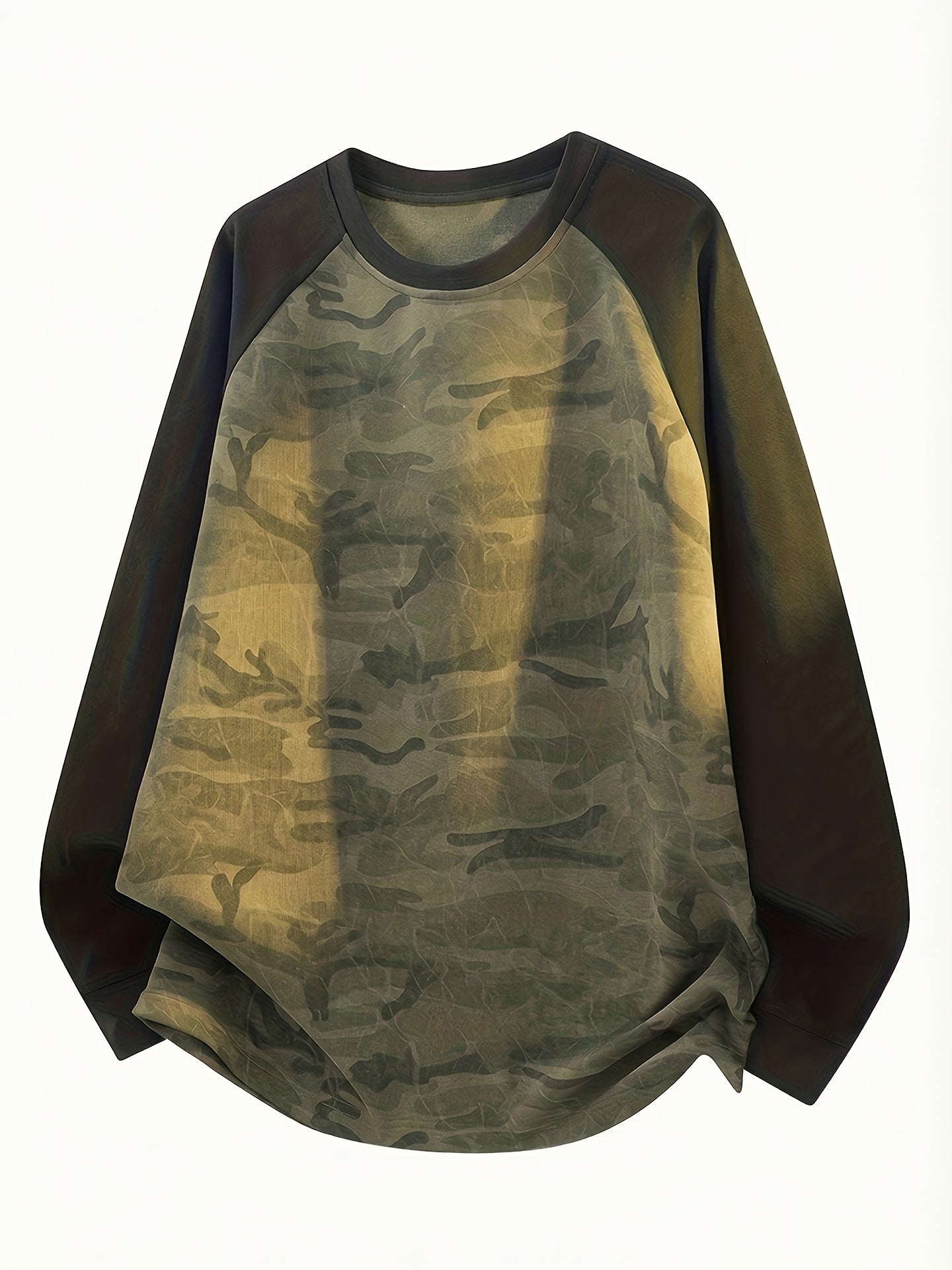 Unisex long-sleeve shirt, camouflage, raglan sleeves, crew neck, casual