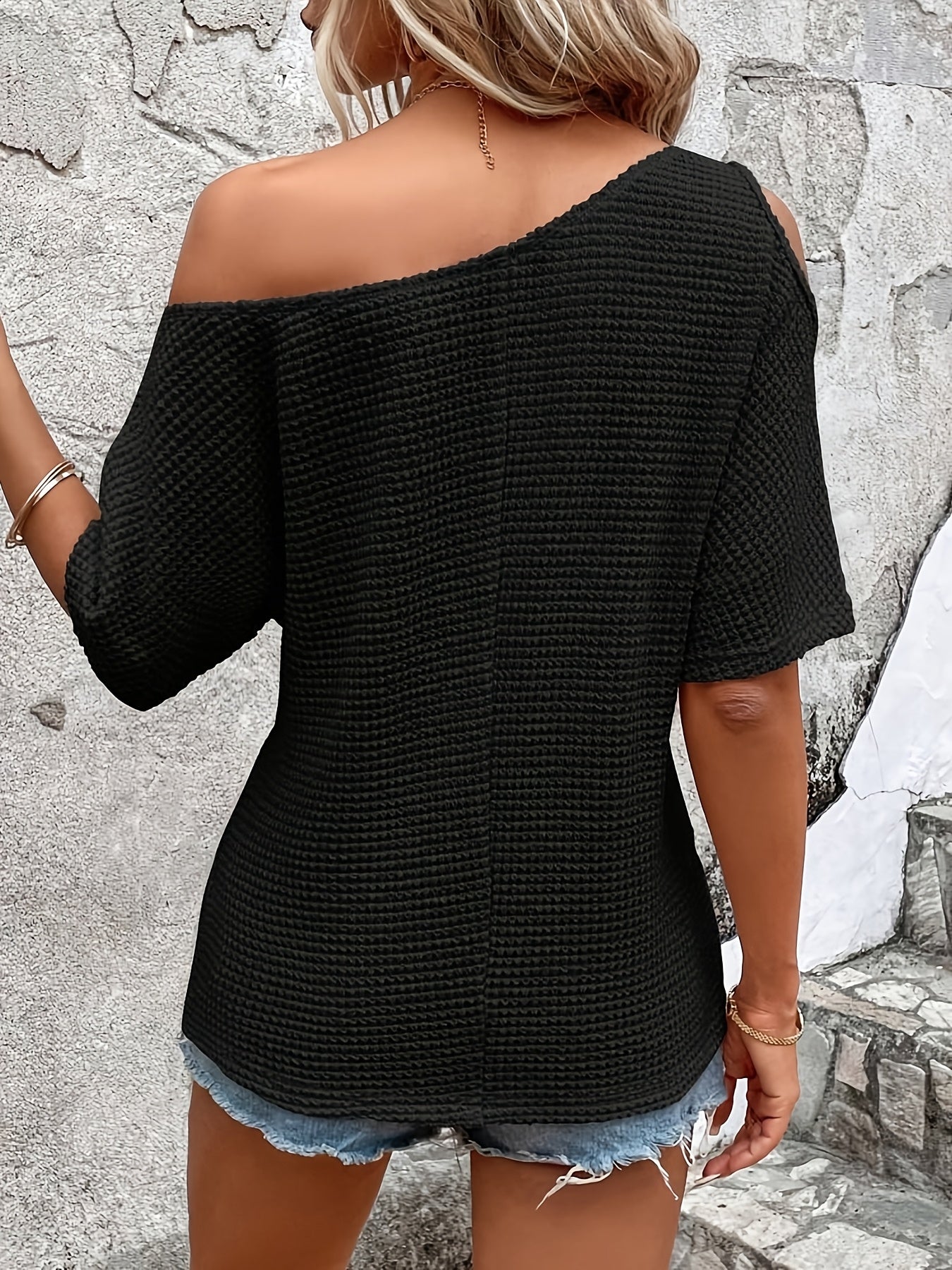 Women's Off-Shoulder Knit Shirt Summer Elegant Casual