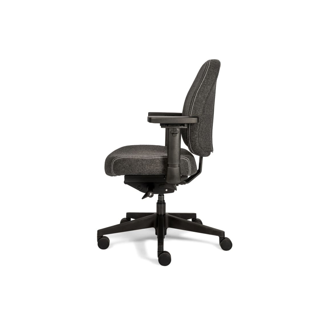 Bureaustoel wolvilt Therapod X Compact donkergrijs, instelbare lendensteun en 3D-armleggers