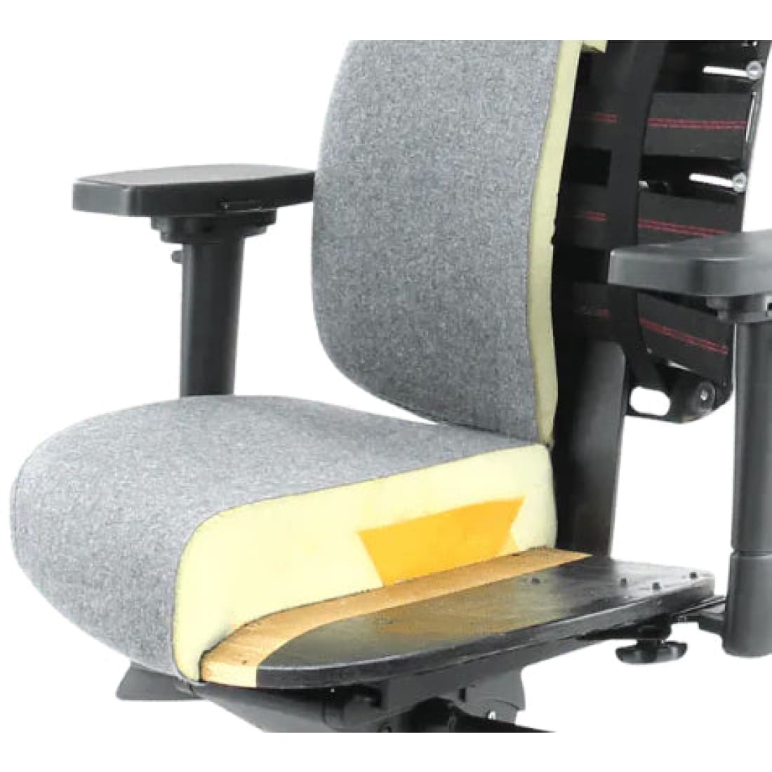 Bureaustoel wolvilt middengrijs Therapod X Standaard, ergonomisch met 3D-armleggers en schuifzitting