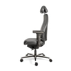 Bureaustoel ergonomisch zwart leer Therapod X, met hoofdsteun en 3D-armleggers