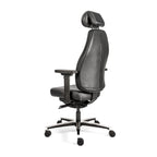 Bureaustoel ergonomisch zwart leer Therapod X, met hoofdsteun en 3D-armleggers