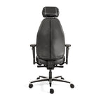Bureaustoel ergonomisch zwart leer Therapod X, met hoofdsteun en 3D-armleggers