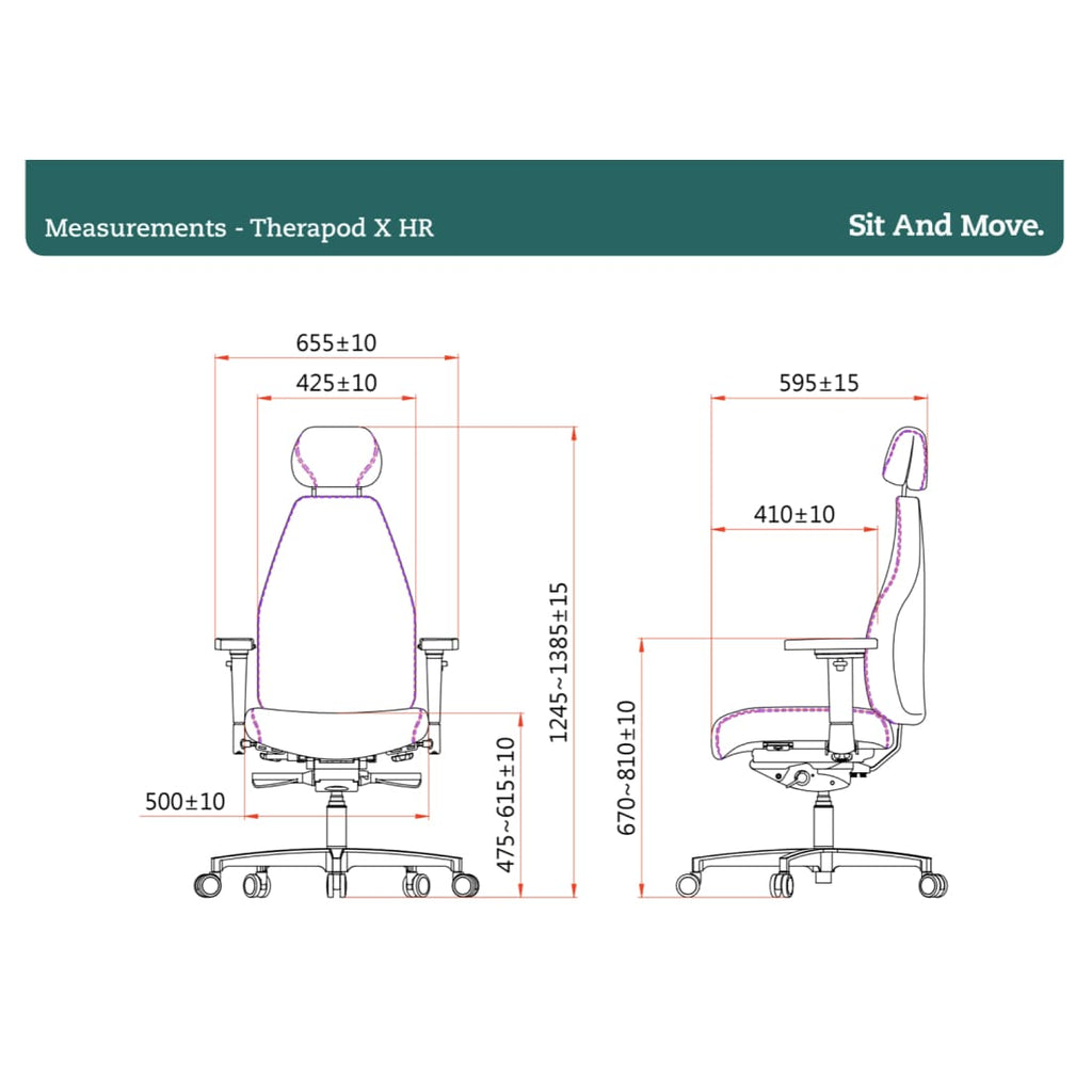 Bureaustoel ergonomisch zwart leer Therapod X, met hoofdsteun en 3D-armleggers