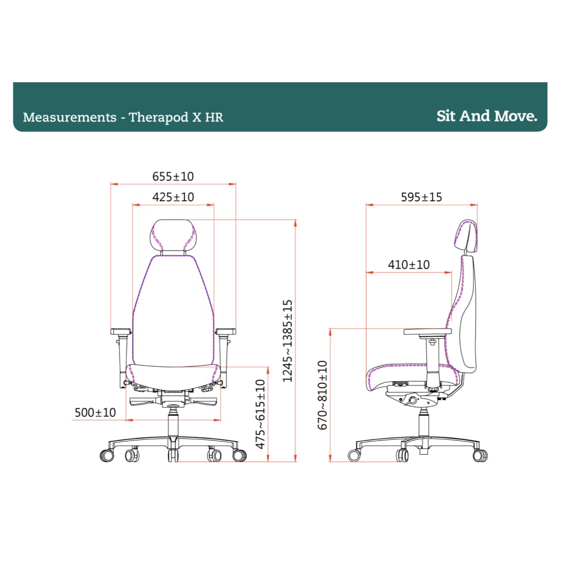 Bureaustoel ergonomisch zwart leer Therapod X, met hoofdsteun en 3D-armleggers