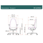 Bureaustoel zwart leer ergonomisch Therapod X Standaard, met 3D-armleggers en schuifzitting