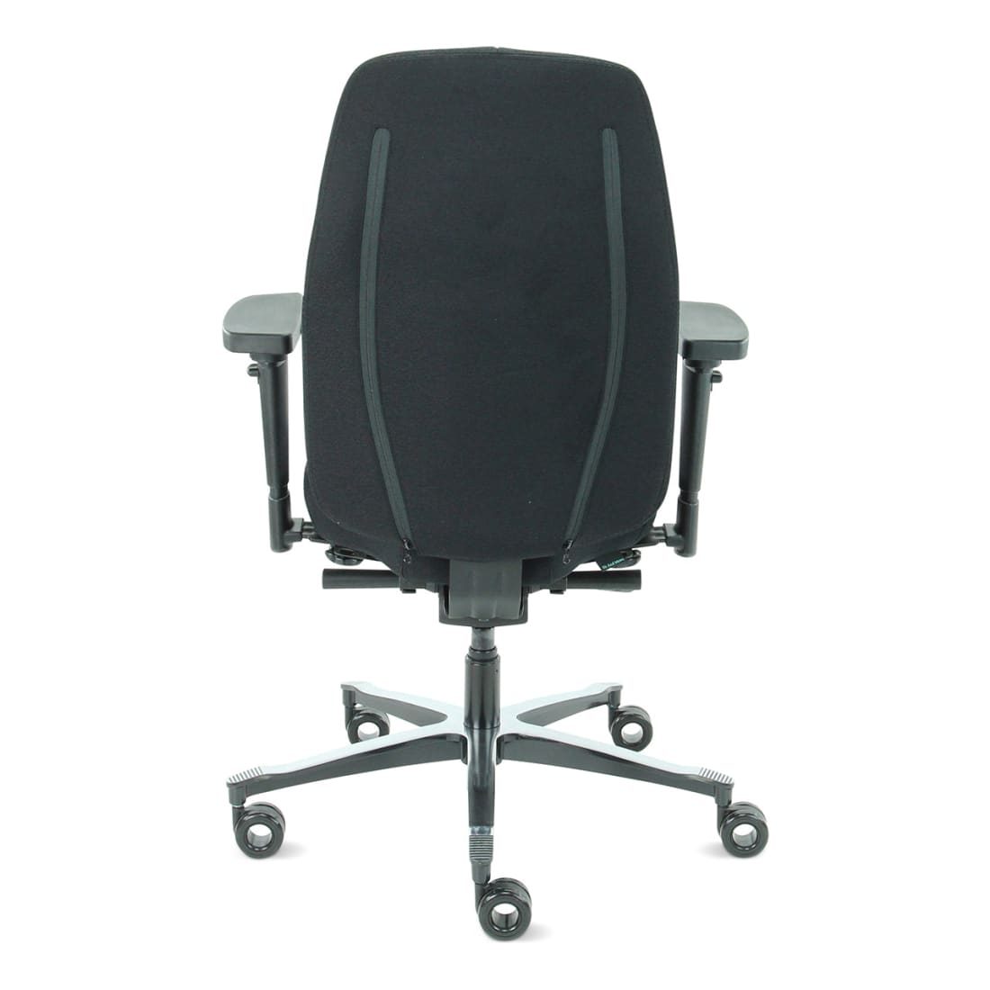 Bureaustoel ergonomisch zwart Therapod X2, met 3D-armleggers, schuifzitting en aluminium onderstel