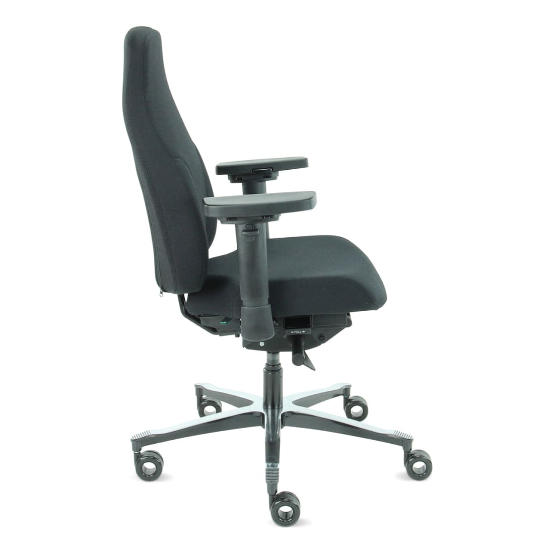 Bureaustoel ergonomisch zwart Therapod X2, met 3D-armleggers, schuifzitting en aluminium onderstel