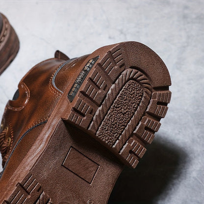 Men's worker boots with laces and a zipper, lined