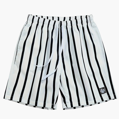 Men's swim shorts with red stripes, casual, relaxed style, perfect for beach and pool