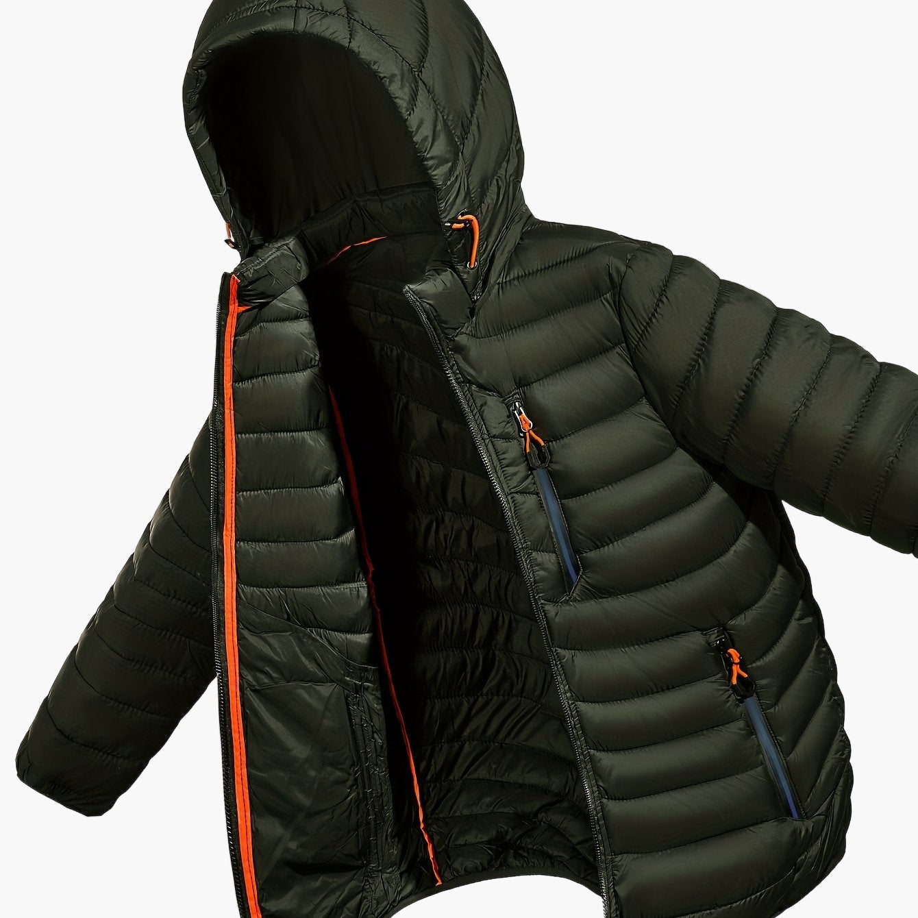 Men's Quilted Jacket with Hood – Lightweight Outdoor Transitional Jacket, Casual Style
