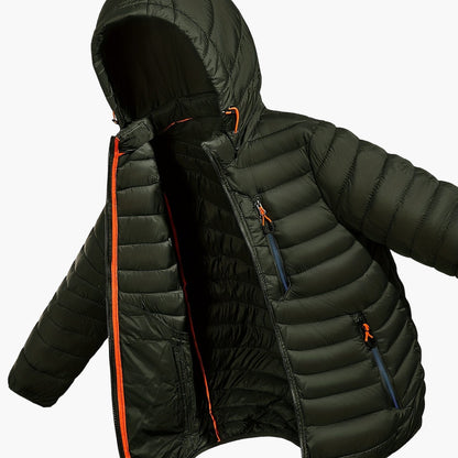 Men's Quilted Jacket with Hood – Lightweight Outdoor Transitional Jacket, Casual Style