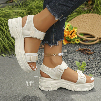 Women's Platform Sandals with Velcro Closure – Sporty Summer Look for Everyday and Leisure
