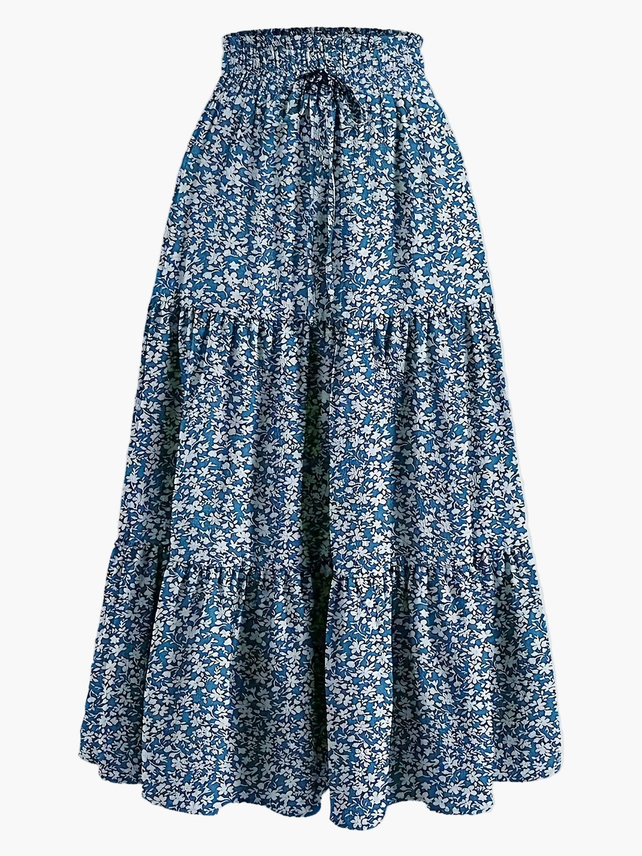 Women's Elegant Tiered Skirt with Ruffles and Drawstring – Perfect for Everyday & Leisure