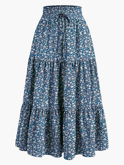 Women's Elegant Tiered Skirt with Ruffles and Drawstring – Perfect for Everyday & Leisure