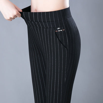 Stephanie – Elastic High-Waisted Casual Striped Pants