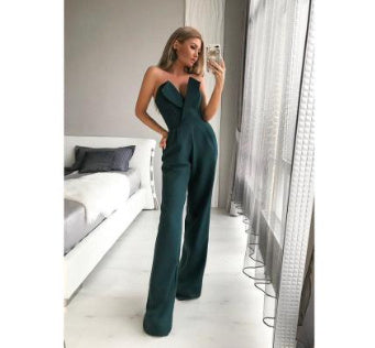 Women's Elegant Strapless Jumpsuit with Wide Leg – Stylish Overall for Special Occasions and Parties