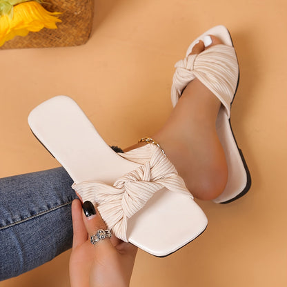 Women's Slip-On Sandals with Knot Detail – Fashionable Summer Shoes for Leisure and Everyday Wear