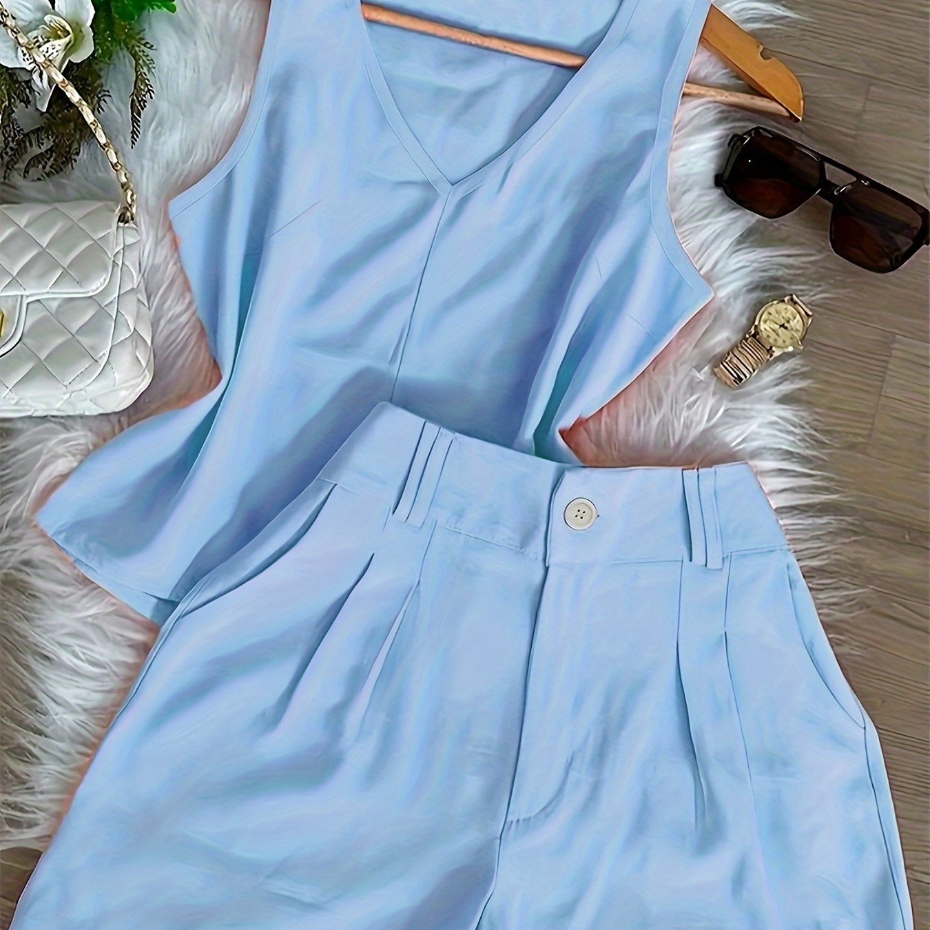 Women's Two-Piece Set – Elegant Top and Shorts for Spring & Summer, Leisure & Everyday Wear