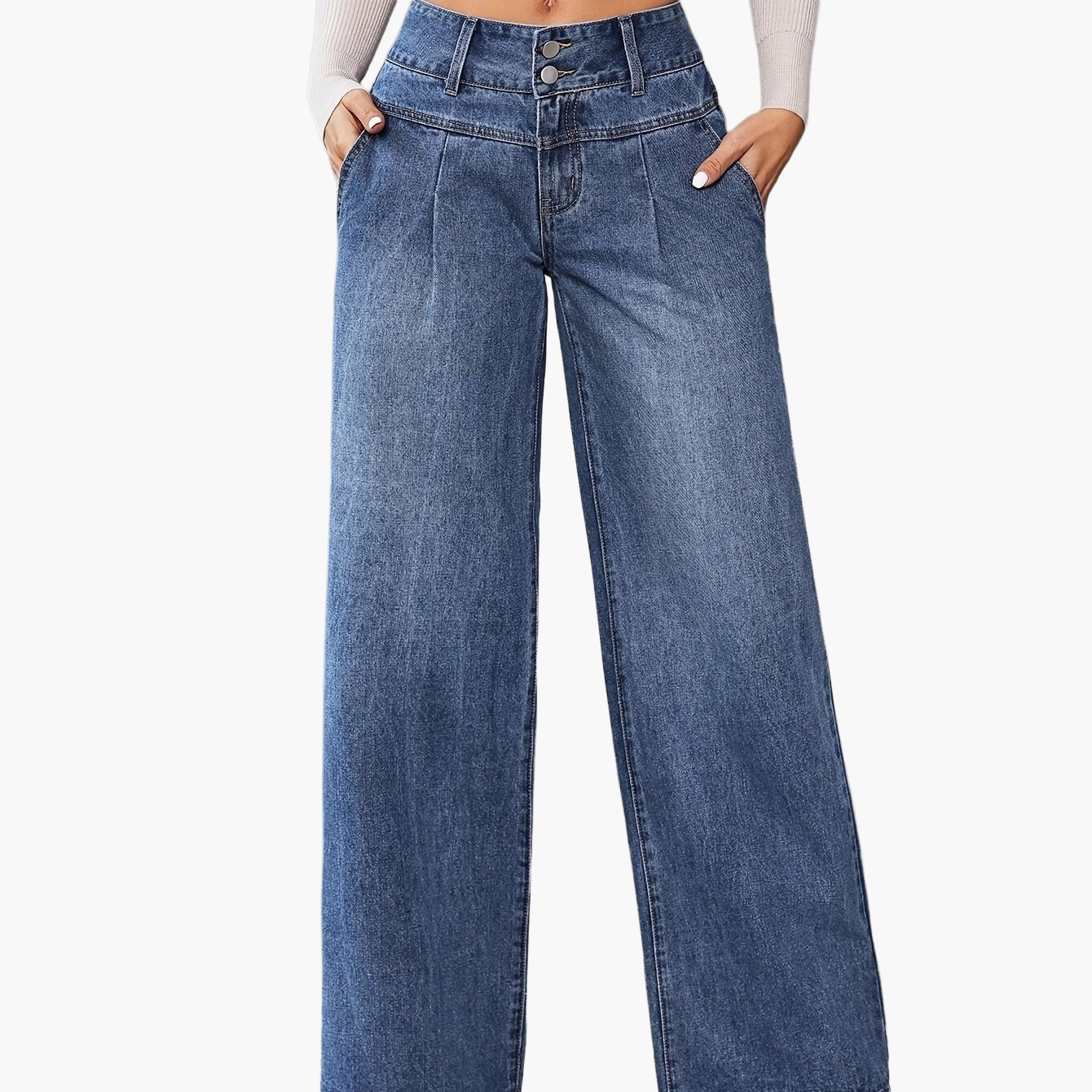 Women's High Waist Wide Leg Jeans – Fashionable Flared Pants for Everyday and Leisure