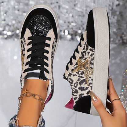 Damen Sneaker im Casual Stil mit Glitzerstern – Modische Freizeitschuhe für Alltag und Streetwear