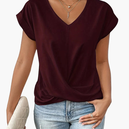 Women's Elegant Wrap Blouse with V-Neck for Everyday and Office