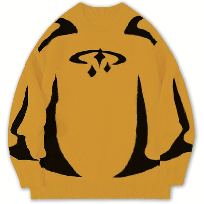 Unisex Strickpullover mit Rundhalsausschnitt und grafischem Muster