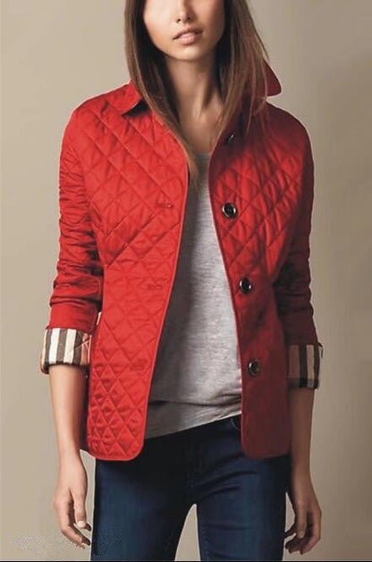 Women's quilted jacket slim fit with notch collar – Elegant transitional jacket for everyday and office use