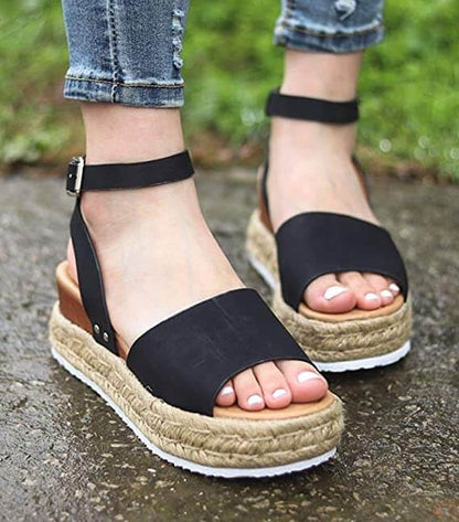 Women's platform sandals espadrilles – fashionable summer sandals with ankle straps for everyday life, leisure, and vacation