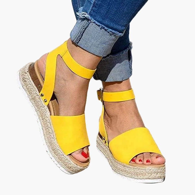 Women's platform sandals espadrilles – fashionable summer sandals with ankle straps for everyday life, leisure, and vacation