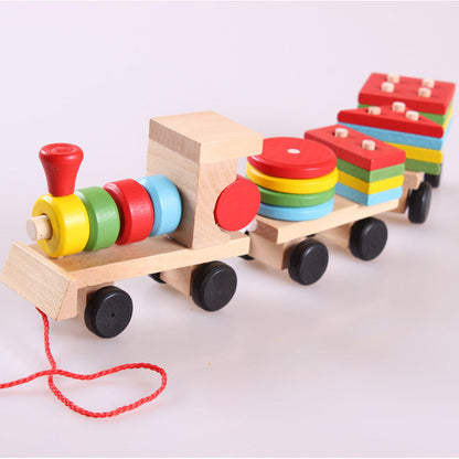 Wooden Educational Toy Train for Children – Stacking and Sorting Game from 1 Year