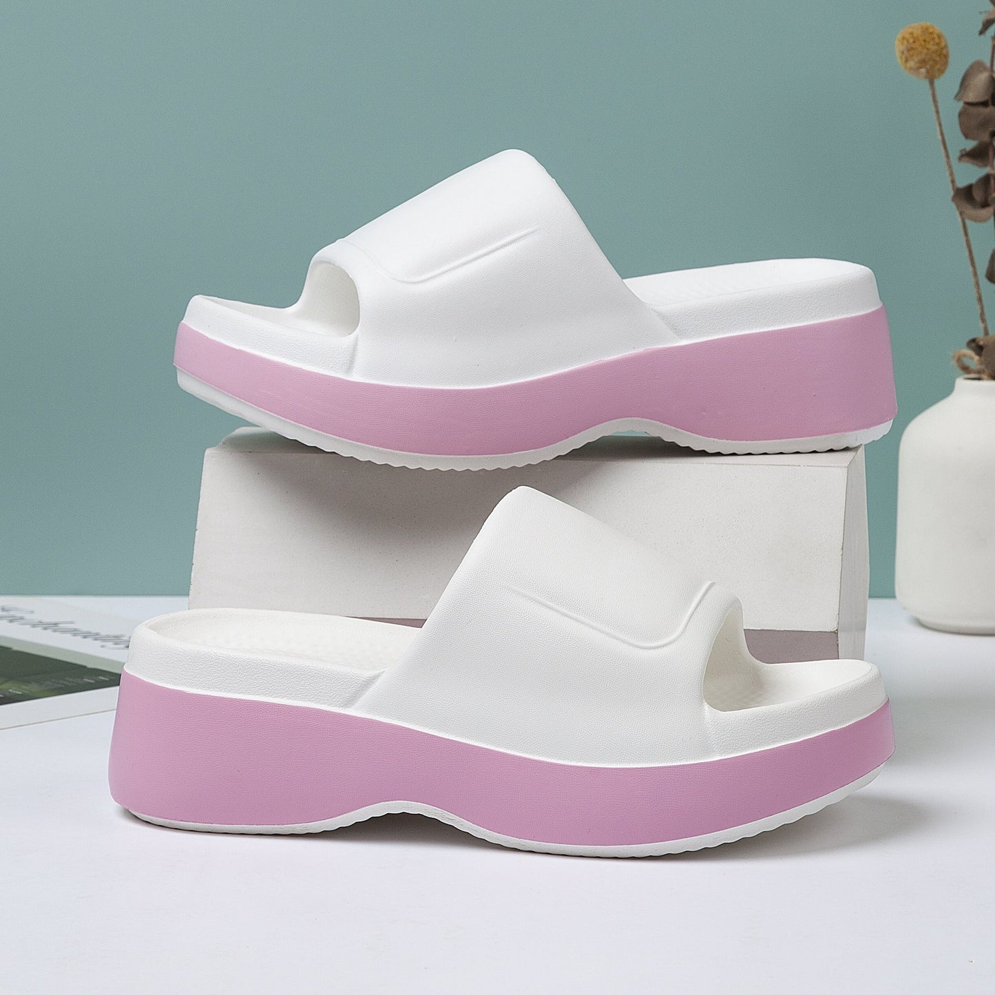 Women's Platform Slide Sandals with Open Toe – Comfortable Summer House Slippers for Everyday and Leisure Use