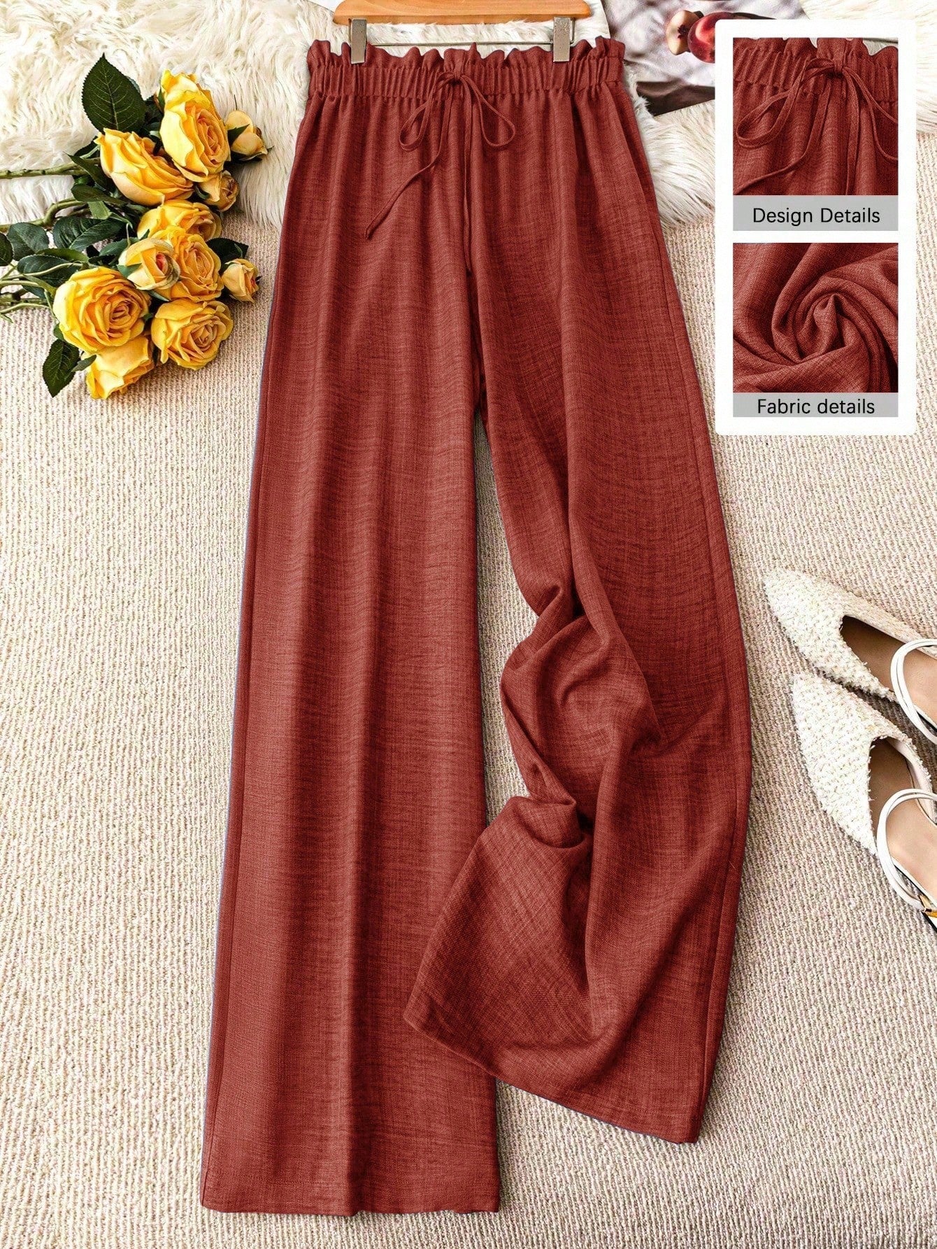 Damen Weite Freizeithose im Straight-Leg-Stil mit Kordelzug – Perfekt für Frühling & Sommer