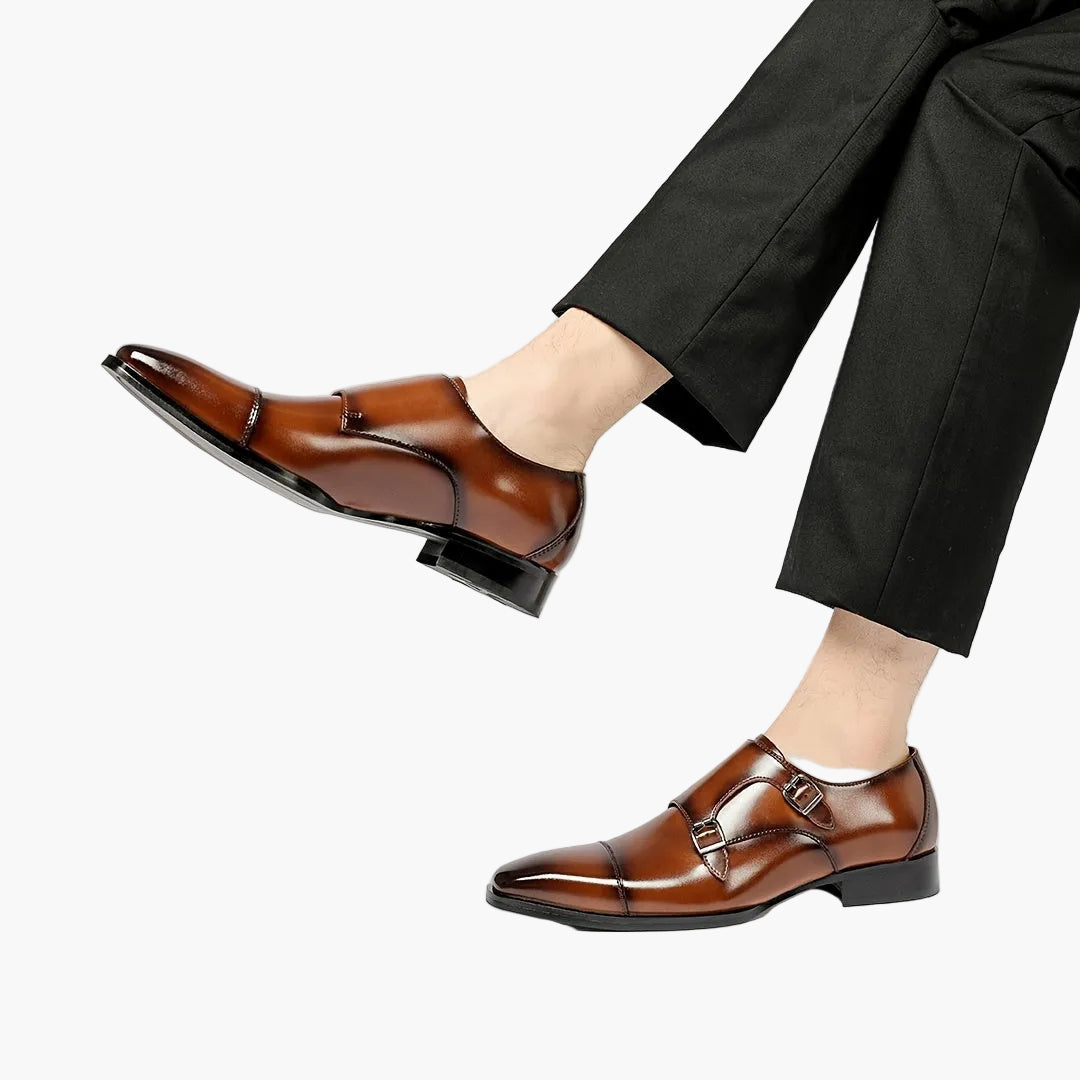 Men's Double Buckle Business Loafers – Elegant Dress Shoes for Everyday & Office Use
