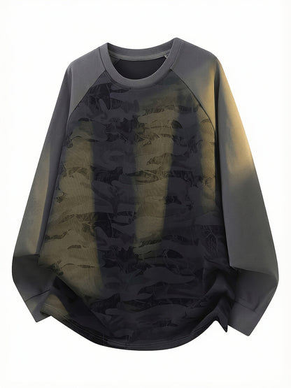 Unisex long-sleeve shirt, camouflage, raglan sleeves, crew neck, casual