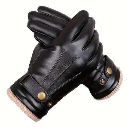 Winterhandschuhe Braun Strickbündchen Verstellbarer Riegel