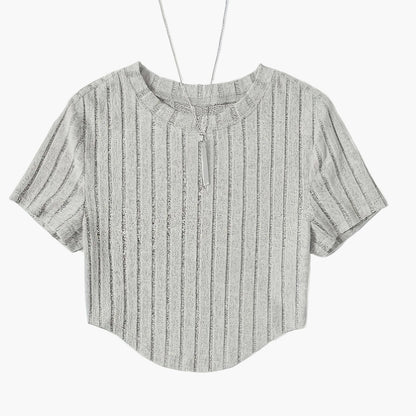 Women's Short-Sleeve Crop Top in Casual Style with Crew Neck – Perfect for Everyday and Leisure
