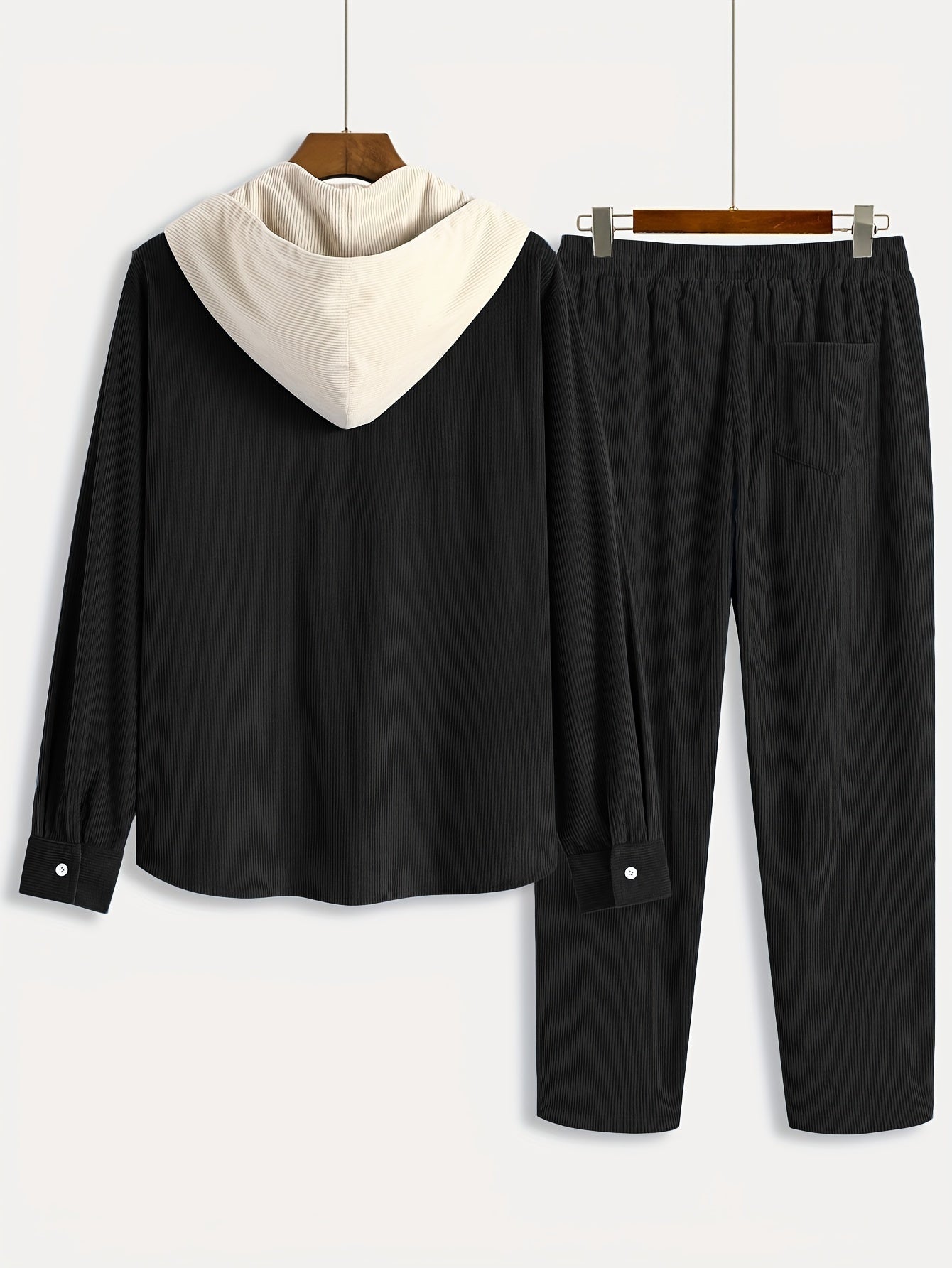 Cord-Zweiteiler Herren, Hemd-Jacke mit Kapuze & Hose